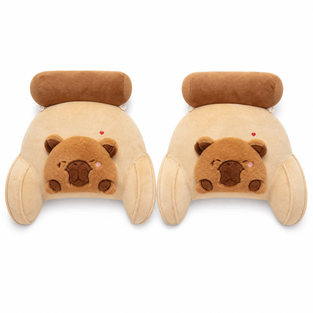 Capybara Backrest Cushion with Removable Neck Support - Fond blanc