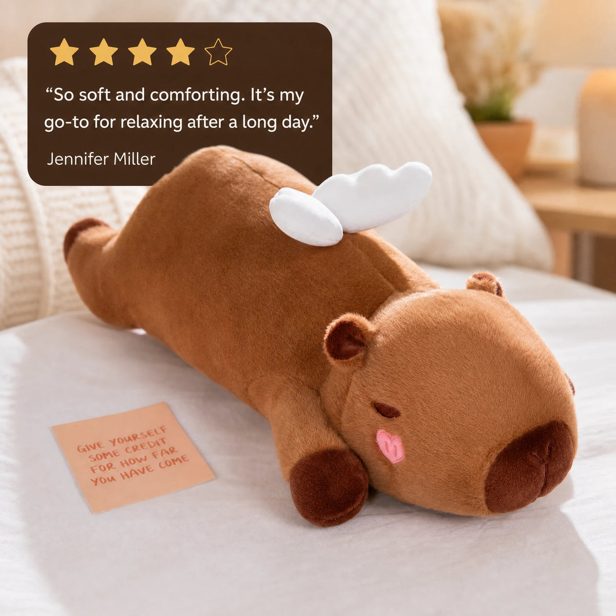Capybara Body Pillow with Angel Wings or Orange Plush - Image témoignage