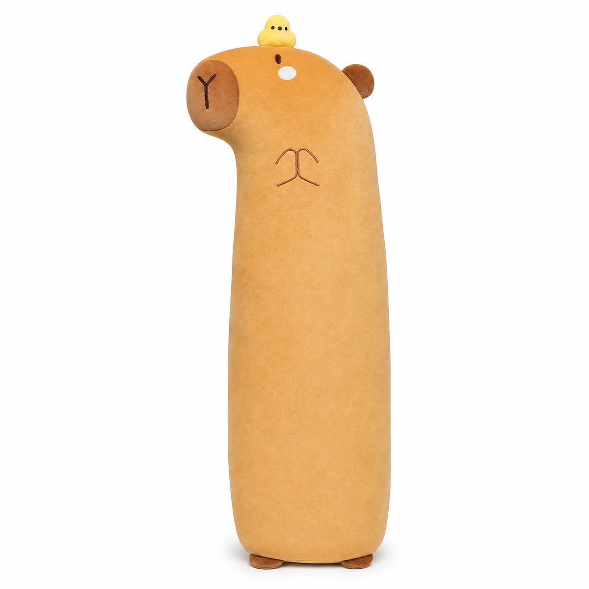 Capybara Body Pillow with Chicken or Flower Detail - Fond blanc