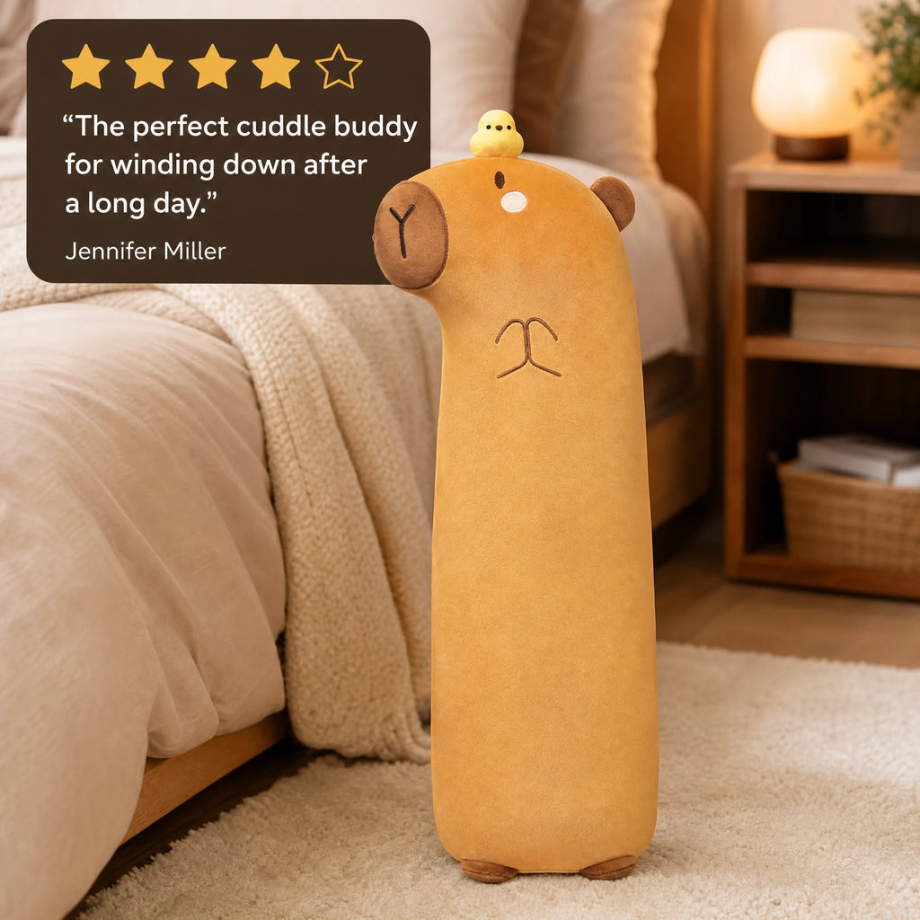 Capybara Body Pillow with Chicken or Flower Detail - Image témoignage