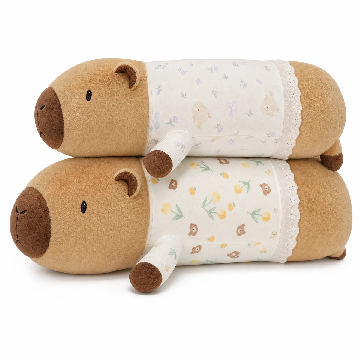 Capybara Body Pillow with Pyjamas – Long Plush Cuddle Buddy - Fond blanc