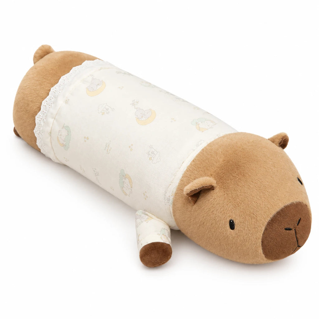 Capybara Body Pillow with Pyjamas – Long Plush Cuddle Buddy - Moon