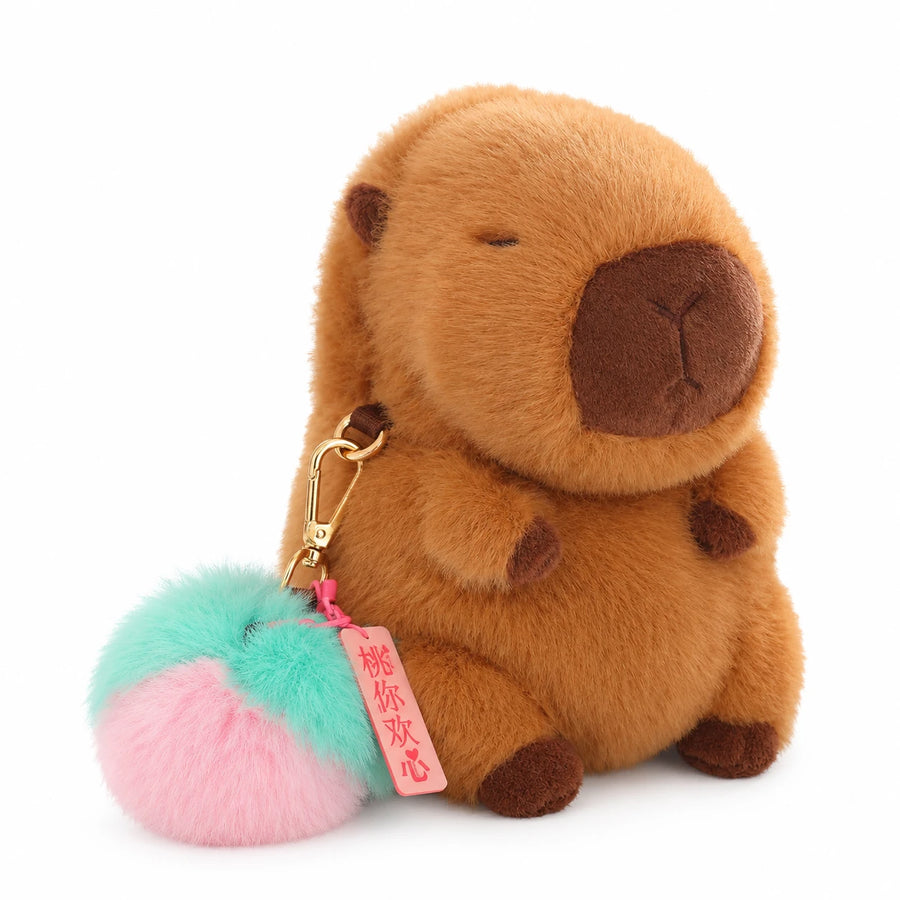 Capybara Crossbody Bag Plush with Detachable Strap - Peach