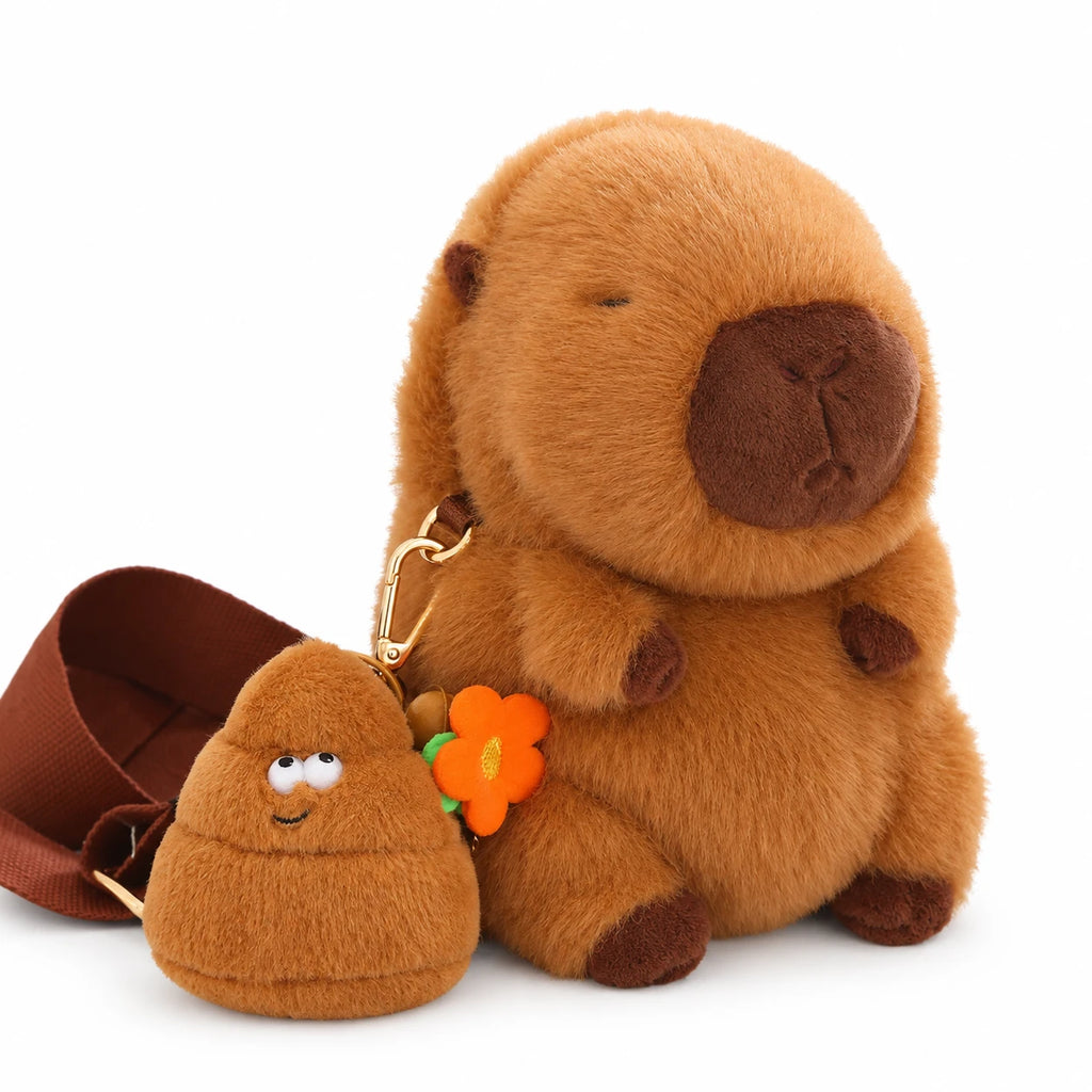 Capybara Crossbody Bag Plush with Detachable Strap - Poop