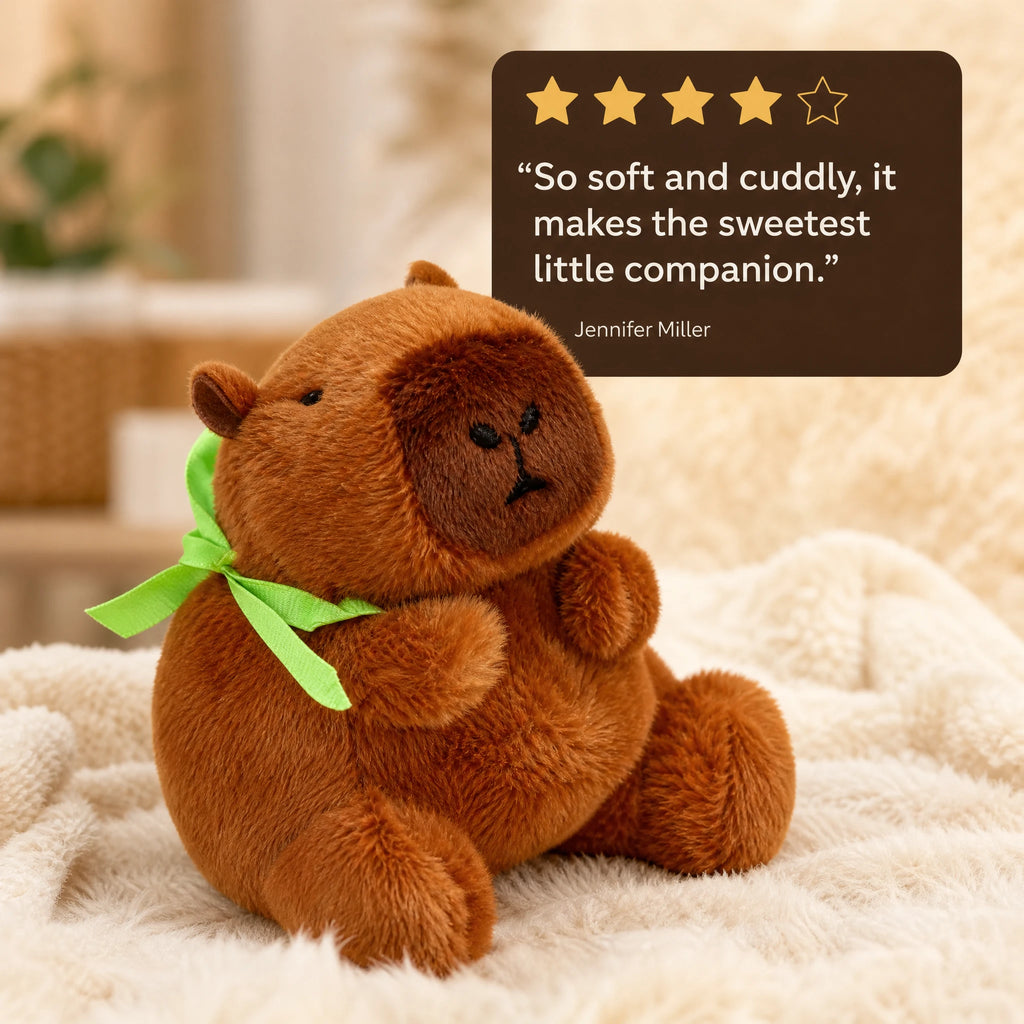Capybara Plush AirPods Case with Turtle Backpack - Image témoignage