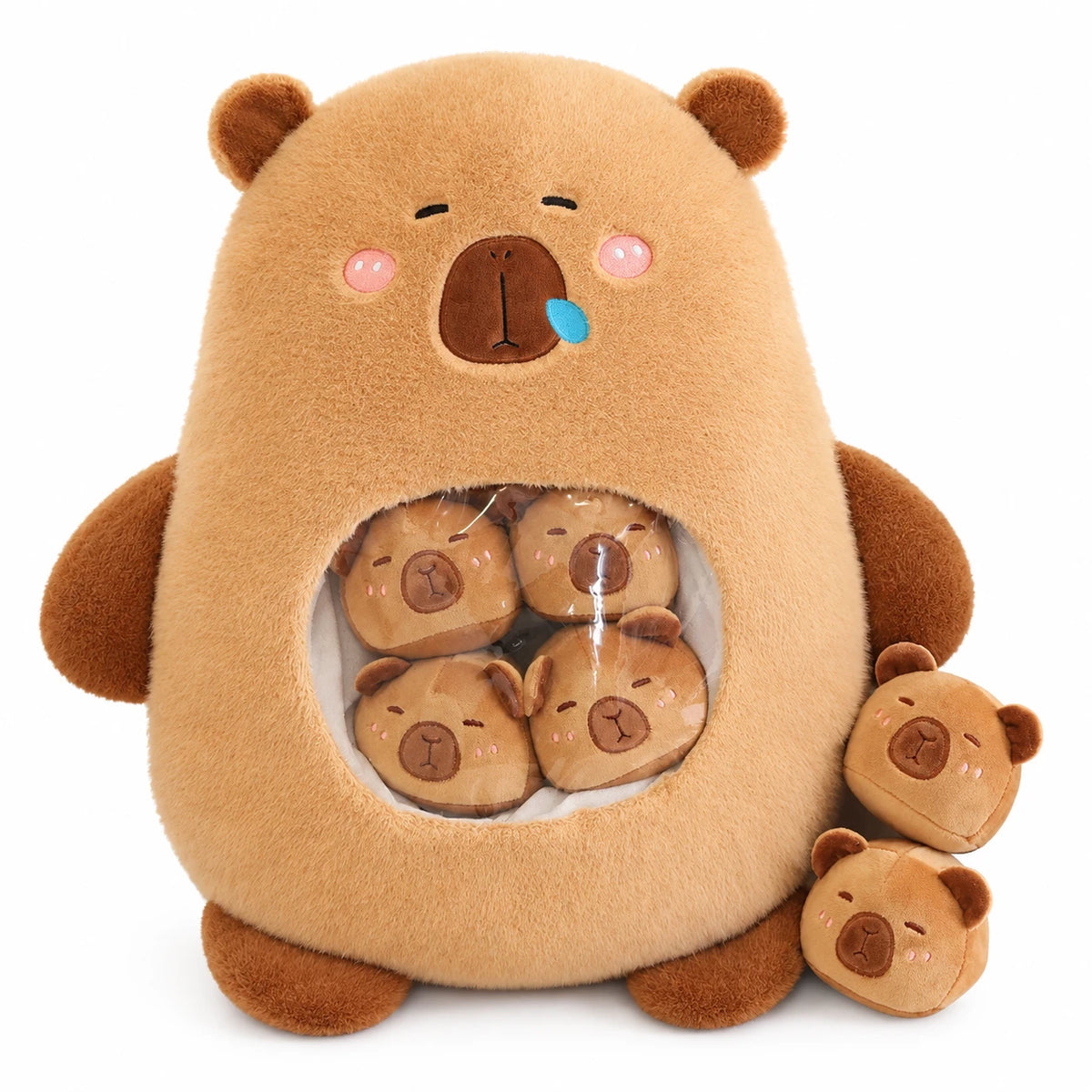 Capybara Plush Candy Bag with Removable Mini Plushies - Brown