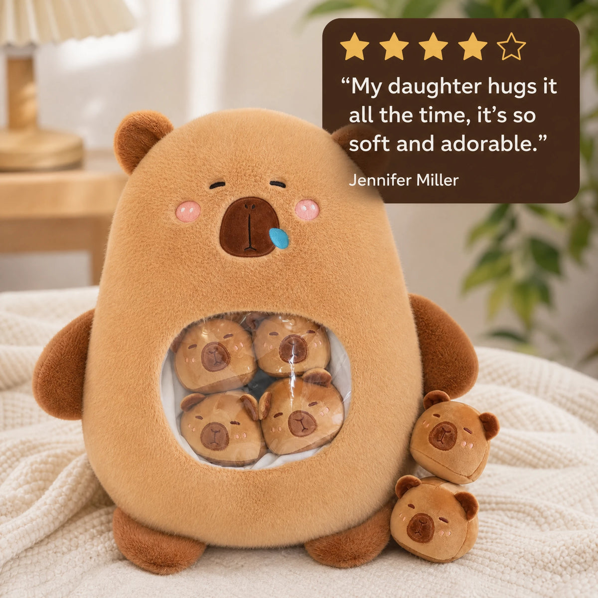 Capybara Plush Candy Bag with Removable Mini Plushies - Image témoignage