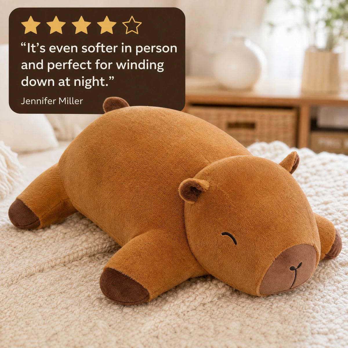Capybara Plush Giant Snuggle Buddy in Soft Brown - Image témoignage