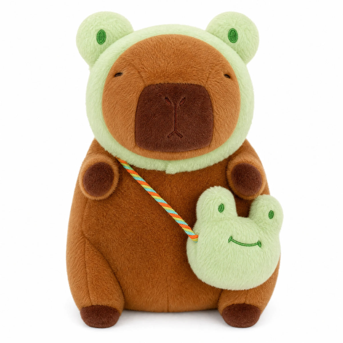 Capybara Plush in Frog Costume with Accessories - Fond blanc