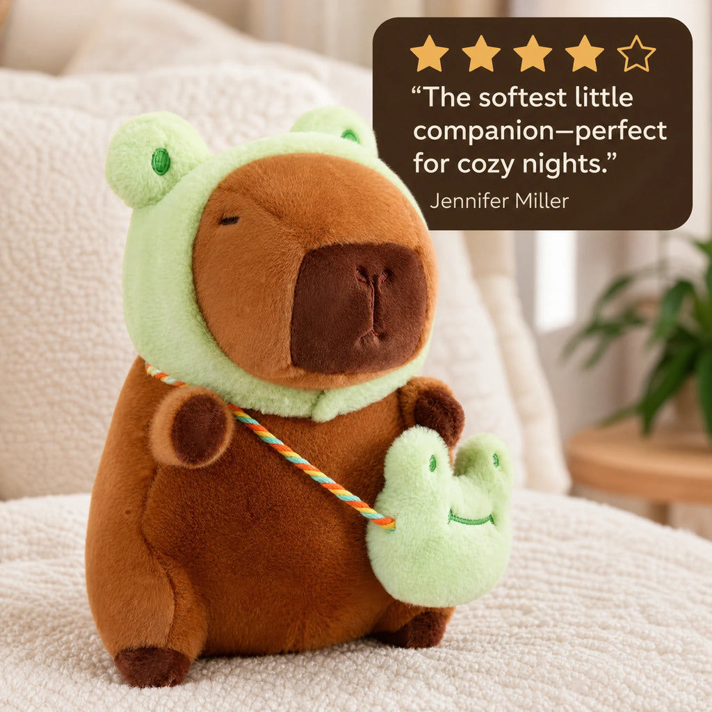 Capybara Plush in Frog Costume with Accessories - Image témoignage