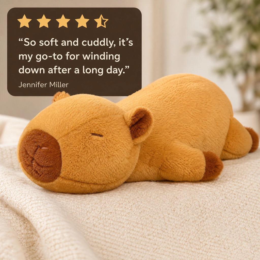 Capybara Plush in Lying Down Position - Soft Cuddly Animal - Image témoignage