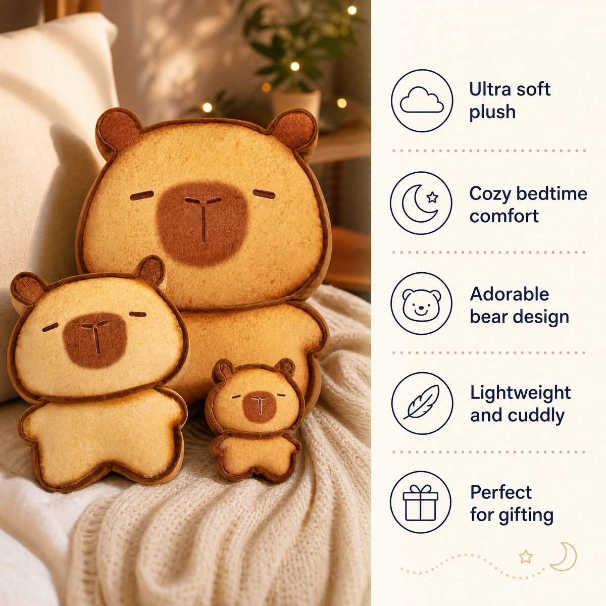 Capybara Plush in Toasted Bread Shape - Bénéfices produit