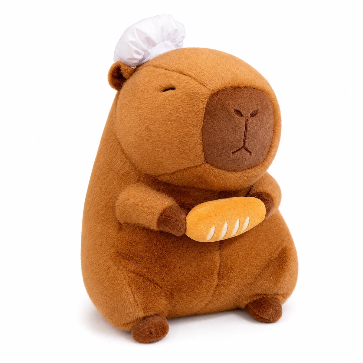 Capybara Plush Toy Baker or Chef Character with Hat - Fond blanc