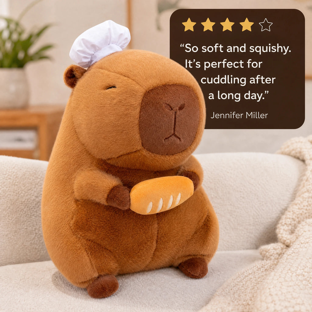 Capybara Plush Toy Baker or Chef Character with Hat - Image témoignage