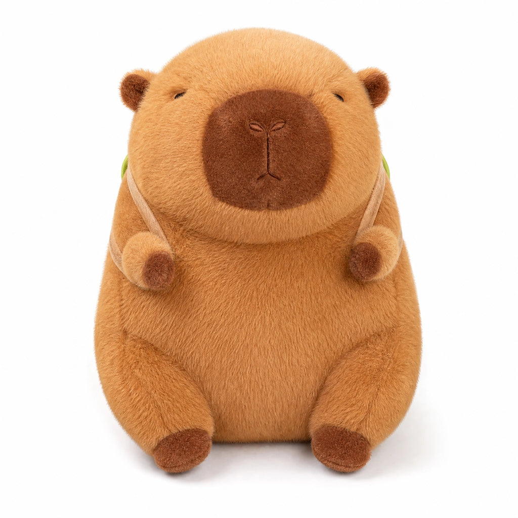 Capybara Plush Toy with Hamburger Backpack - Fond blanc
