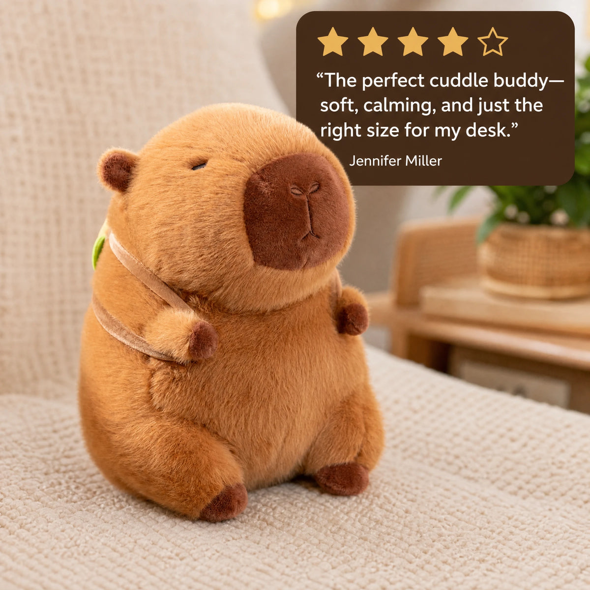 Capybara Plush Toy with Hamburger Backpack - Image témoignage