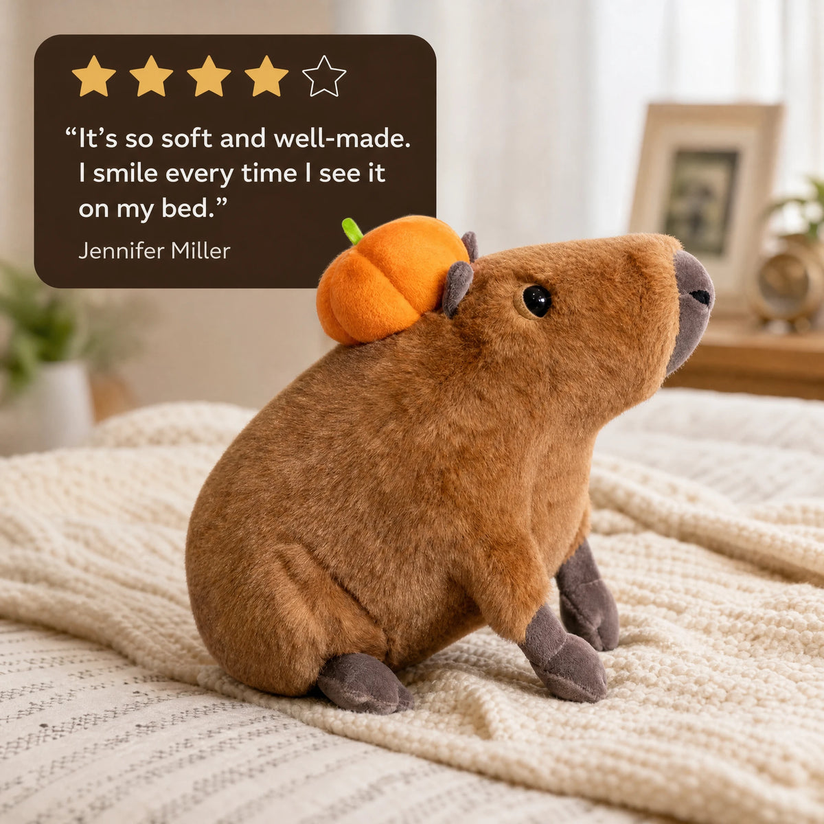 Capybara Plush Toy with Orange Pumpkin - Image témoignage