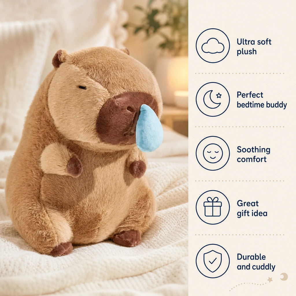 Capybara Plush Toy with Runny Nose Detail - Bénéfices produit