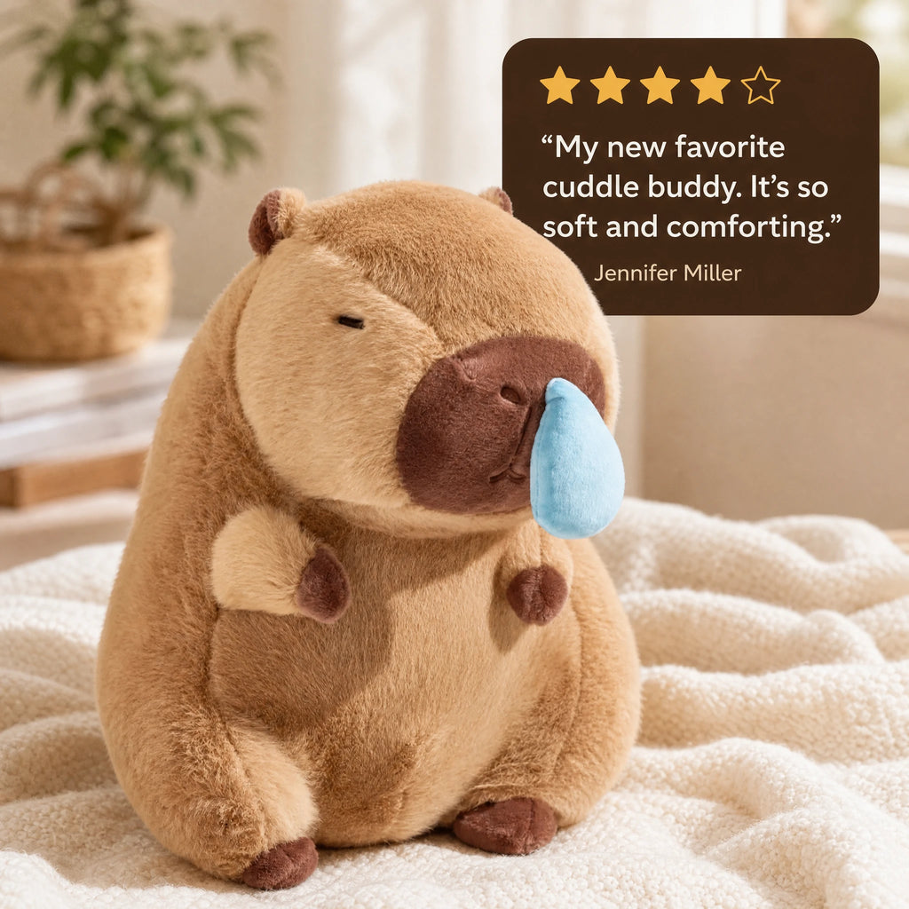 Capybara Plush Toy with Runny Nose Detail - Image témoignage