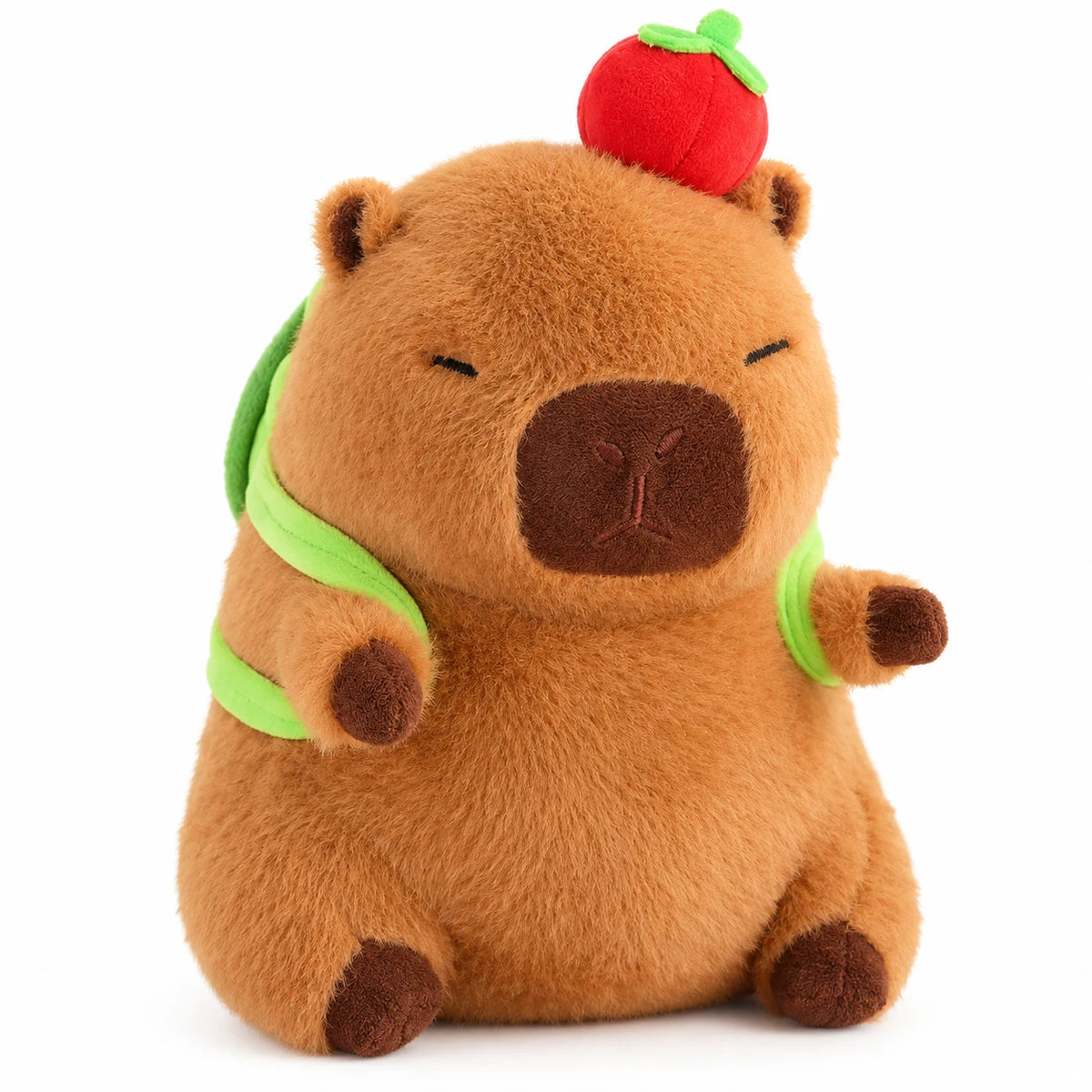 Capybara Plush Toy with Toast Hood and Fruit Accessories - Dark Turtle Apple / 12in / 30cm … (4 tailles)