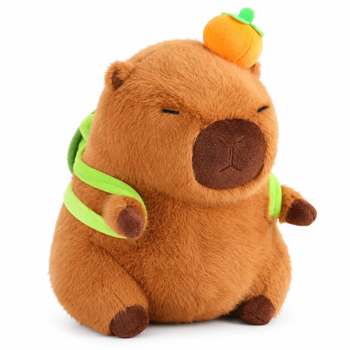 Capybara Plush Toy with Toast Hood and Fruit Accessories - Dark Turtle Orange / 12in / 30cm … (4 tailles)