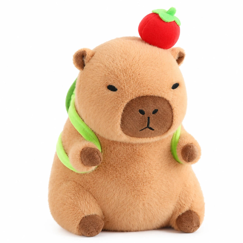 Capybara Plush Toy with Toast Hood and Fruit Accessories - Light Turtle Apple / 12in / 30cm … (4 tailles)