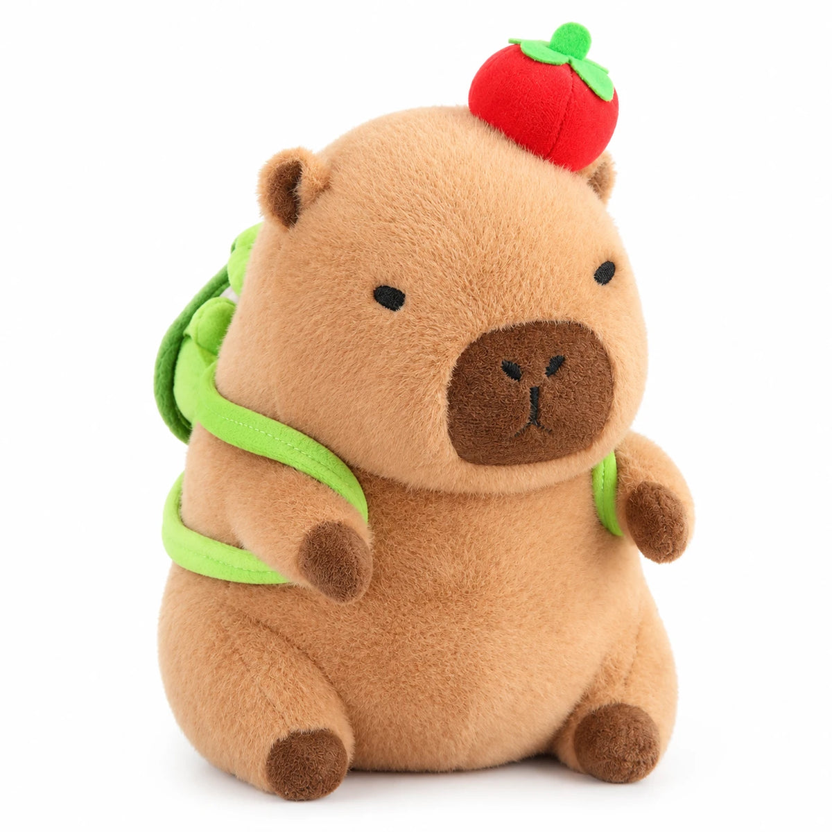 Capybara Plush Toy with Toast Hood and Fruit Accessories - Light Turtle Snot Apple / 12in / 30cm … (4 tailles)