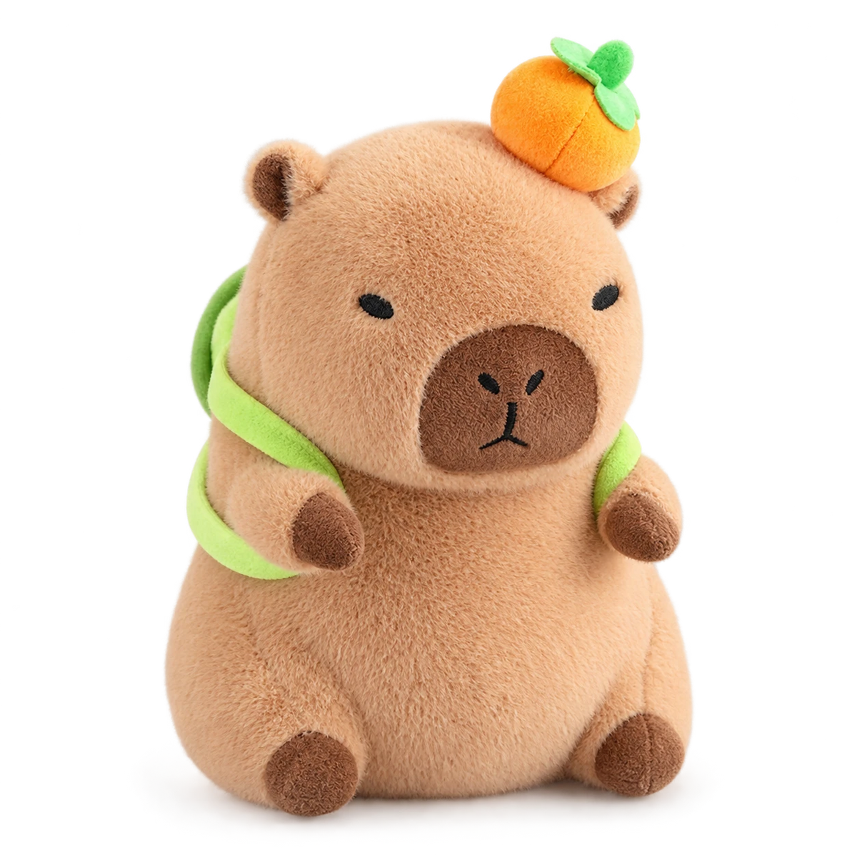 Capybara Plush Toy with Toast Hood and Fruit Accessories - Light Turtle Snot Orange / 12in / 30cm … (4 tailles)