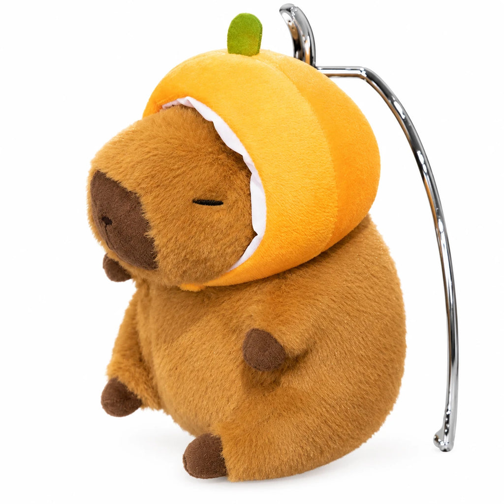 Capybara Plush with Animal Hat, Soft Stuffed Toy - Orange / 10in / 25cm … (3 tailles)