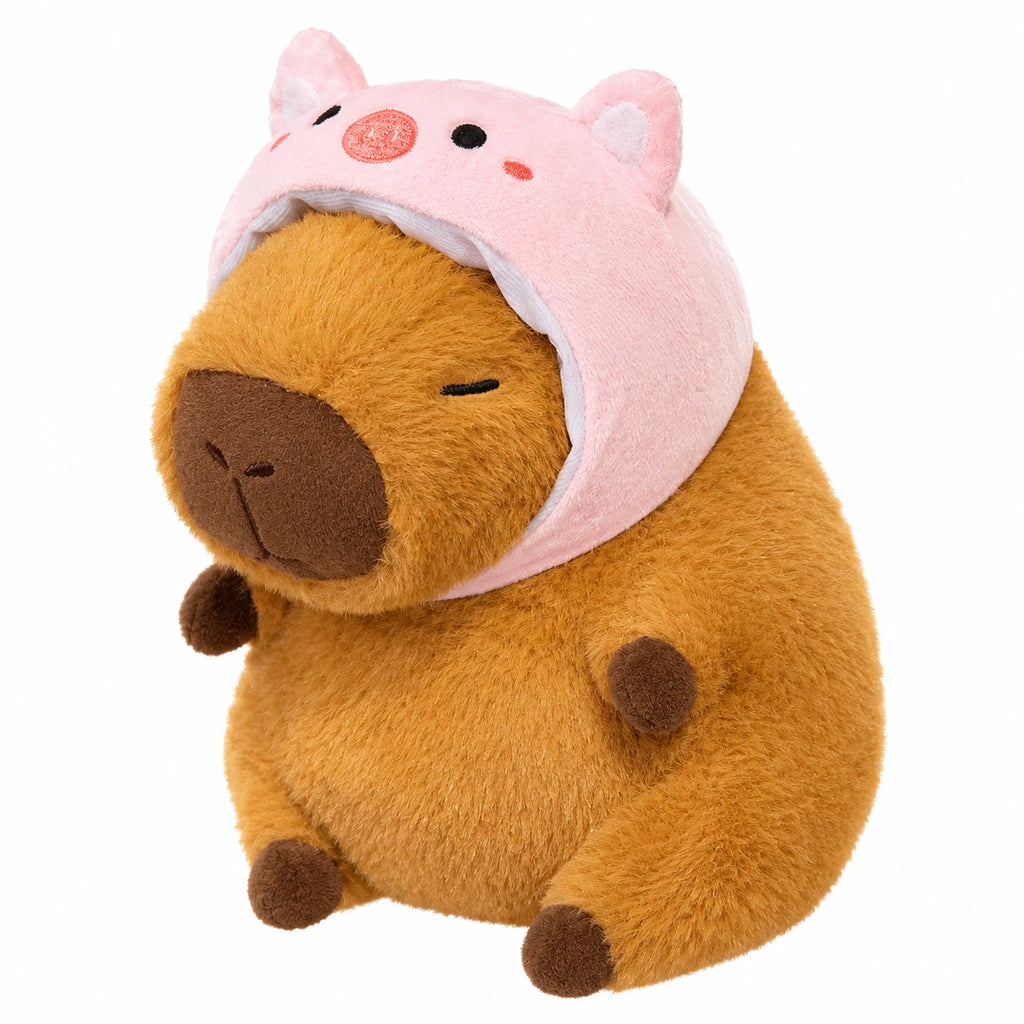 Capybara Plush with Animal Hat, Soft Stuffed Toy - Pig / 10in / 25cm … (3 tailles)