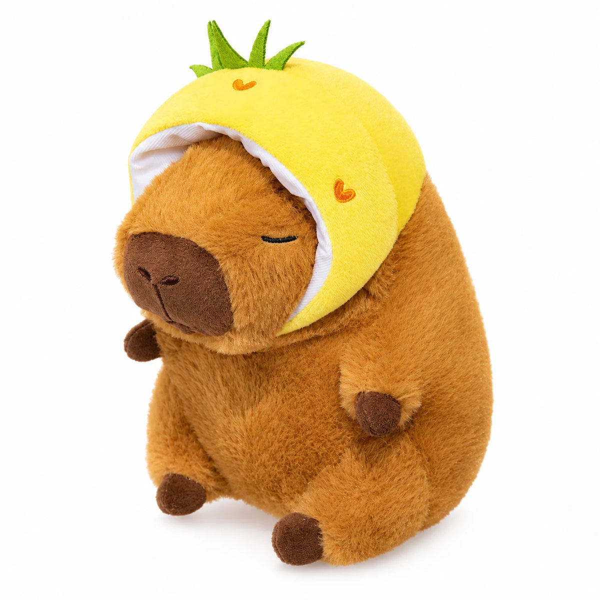 Capybara Plush with Animal Hat, Soft Stuffed Toy - Pineapple / 10in / 25cm … (3 tailles)
