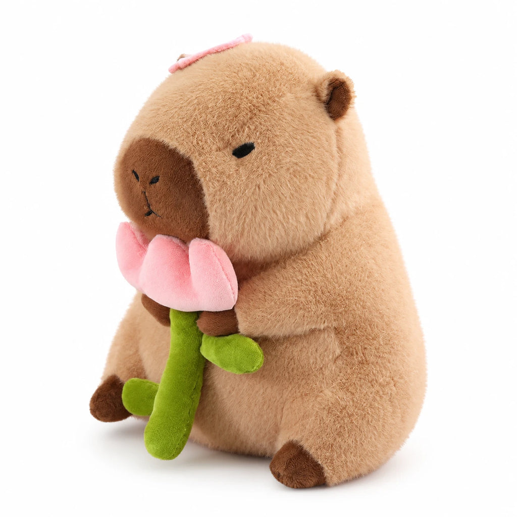 Capybara Plush with Dress-Up Accessories, Soft Toy - Flower / 12in / 30cm · Flower / 16in / 40cm
