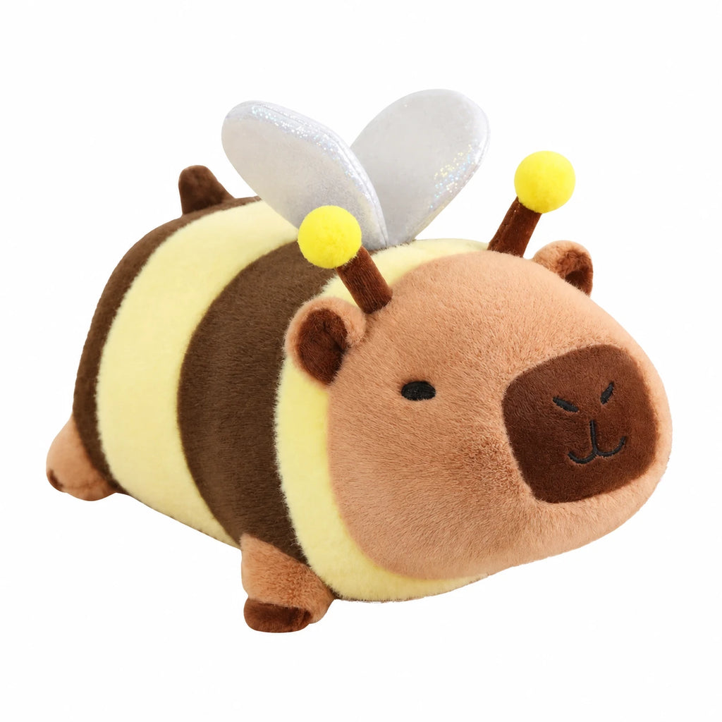 Capybara Plush with Flower Collar in Kawaii Style - 10in / 25cm / Bee · 14in / 35cm / Bee