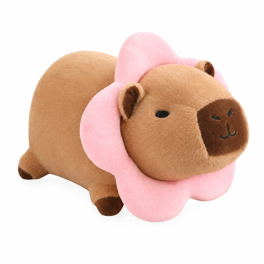Capybara Plush with Flower Collar in Kawaii Style - 10in / 25cm / Pink Flower … (2 tailles)