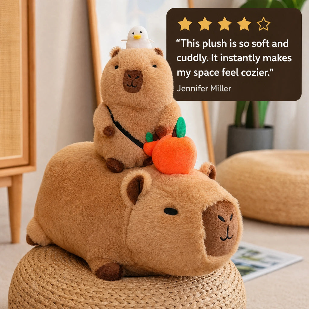 Capybara Plush with Orange and Bubble Blowing Feature - Image témoignage