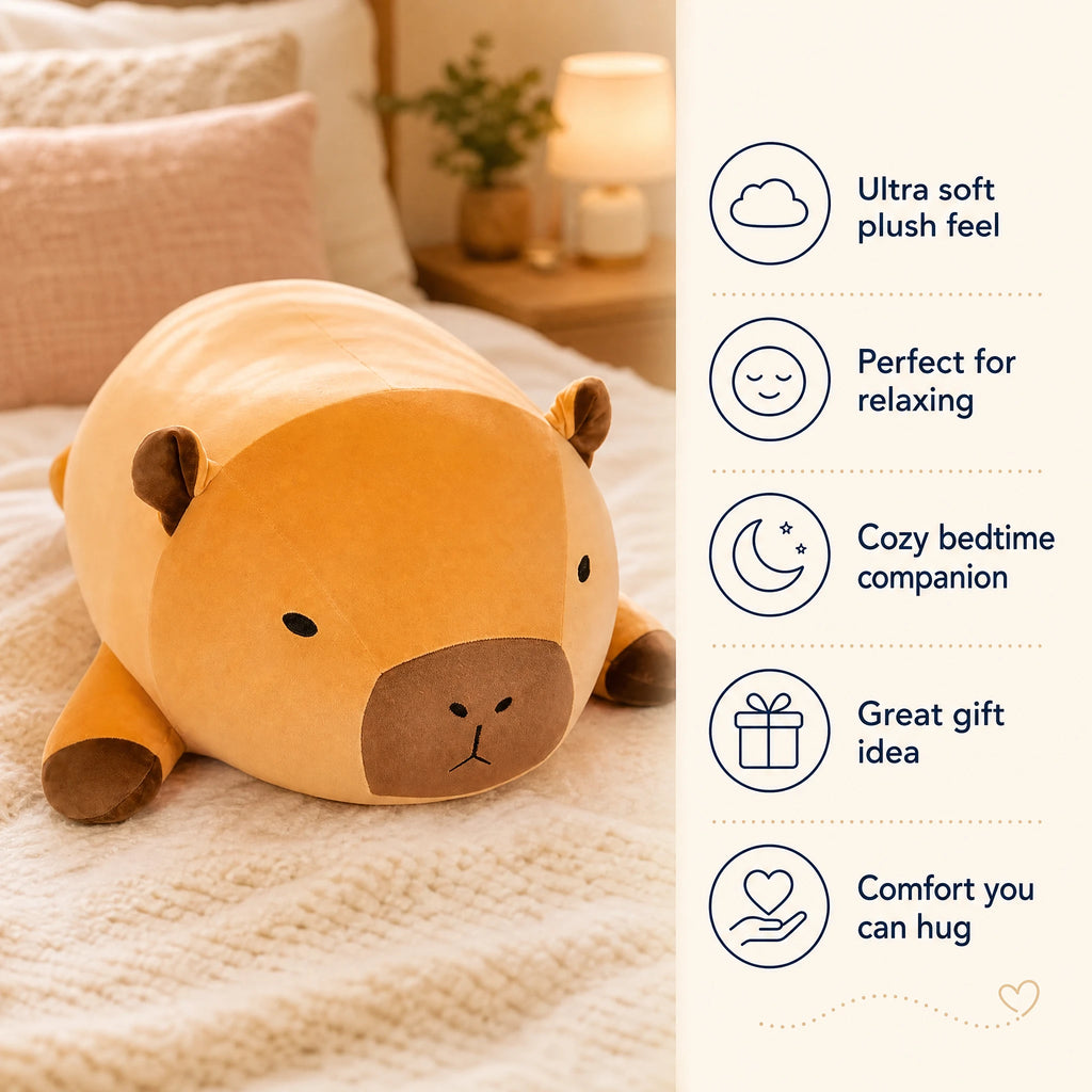 Capybara Plush with Round Body and Soft Stuffing - Bénéfices produit