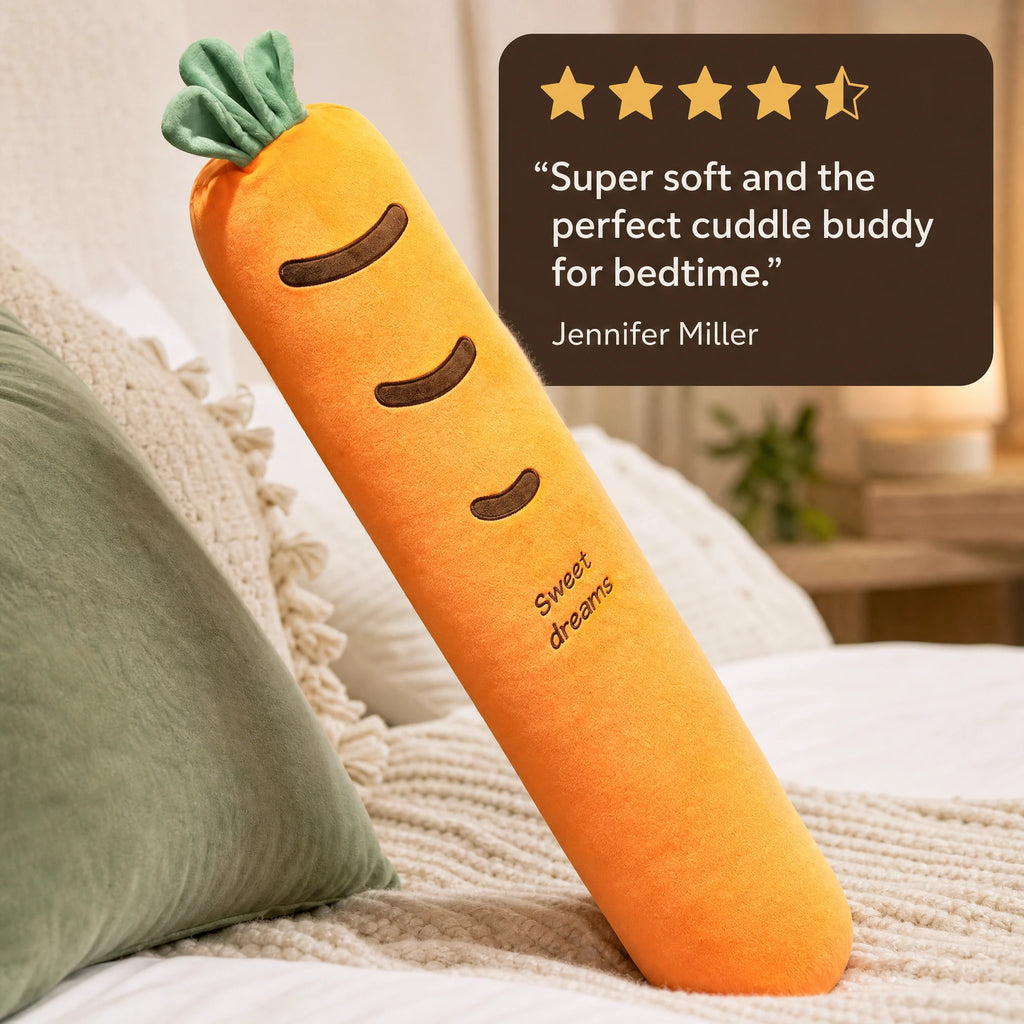 Carrot Body Pillow Plush with Removable Cover - Image témoignage