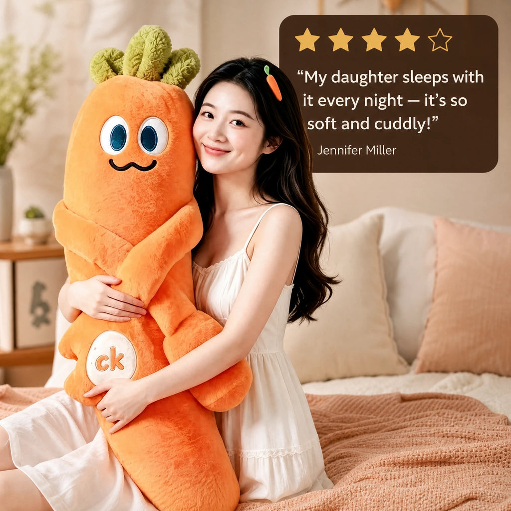 Carrot Plush Toy with Patting Motion and Soft Fabric - Image témoignage