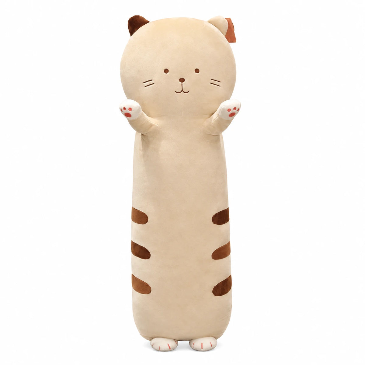Cat Body Pillow - Elongated Plush with Raised Paws - 23.5in / 60cm / Brown … (3 tailles)