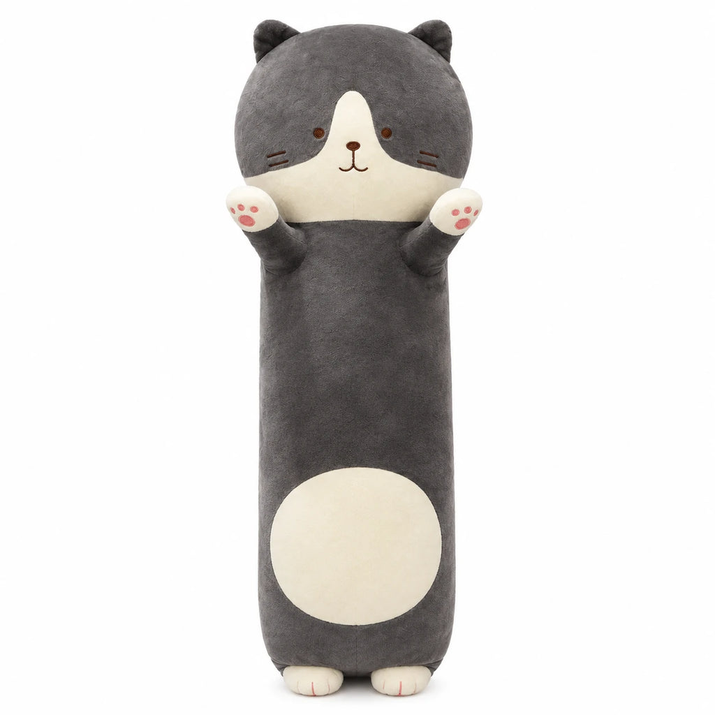 Cat Body Pillow - Elongated Plush with Raised Paws - 23.5in / 60cm / Gray … (3 tailles)