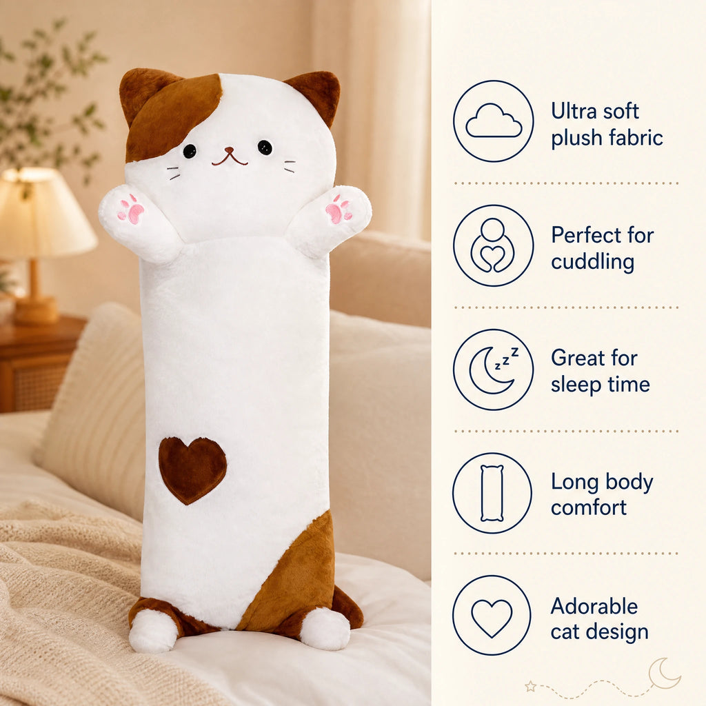 Cat Body Pillow Long Shaped Plush with Paws - Bénéfices produit