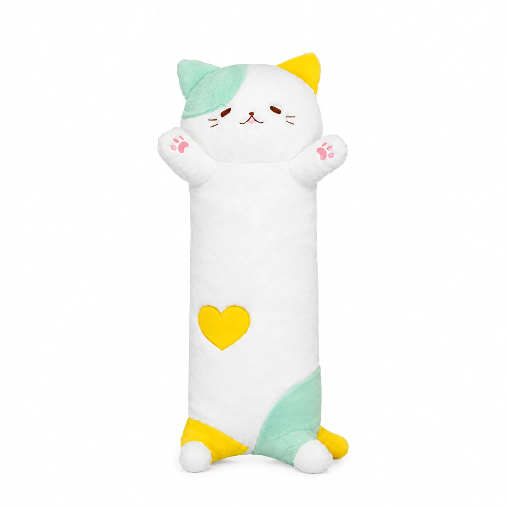 Cat Body Pillow Long Shaped Plush with Paws - Green