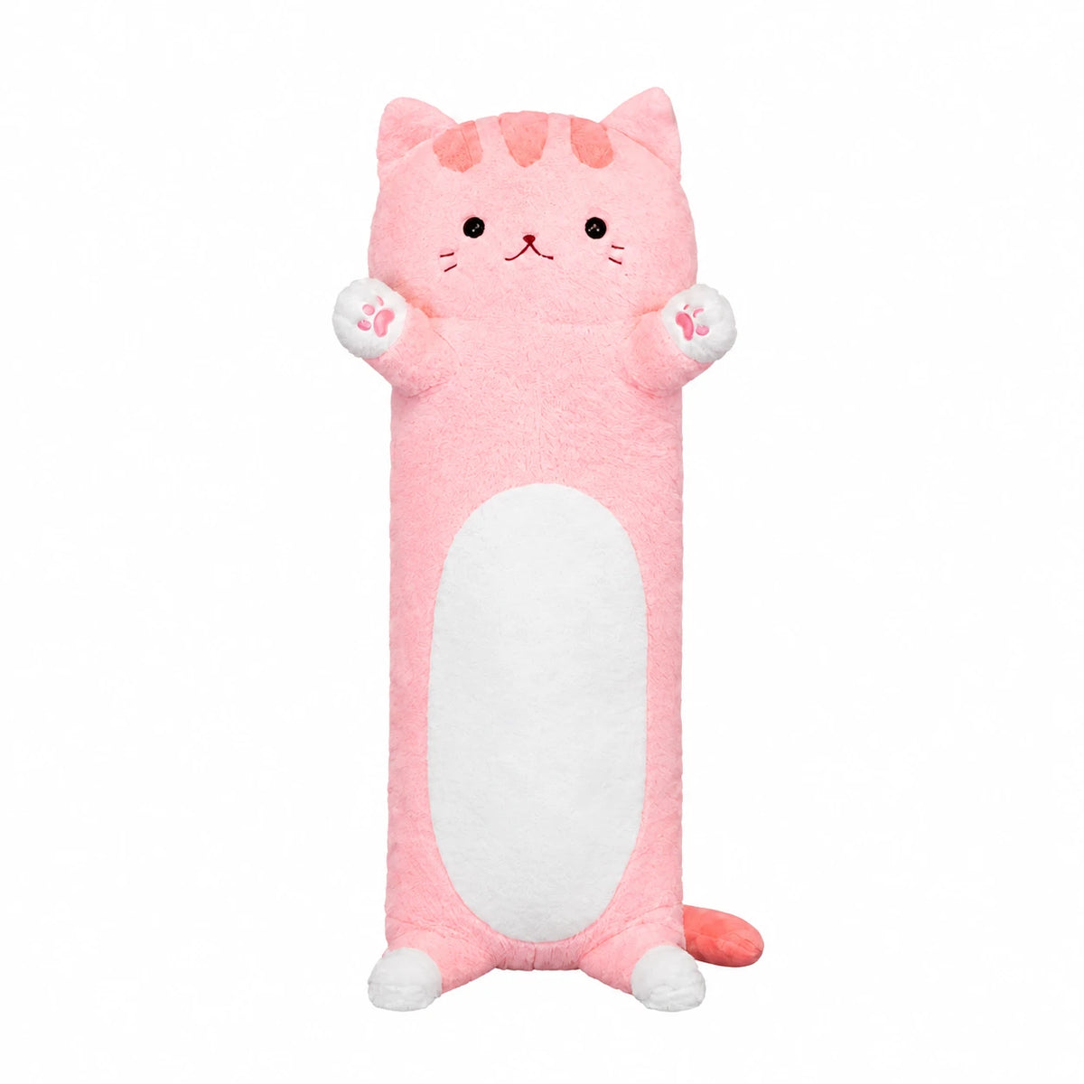 Cat Body Pillow Long Shaped Plush with Paws - Pink