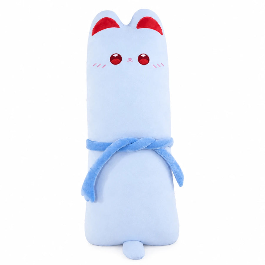 Cat Body Pillow Plush in Loaf Shape with Soft Fabric - Blue