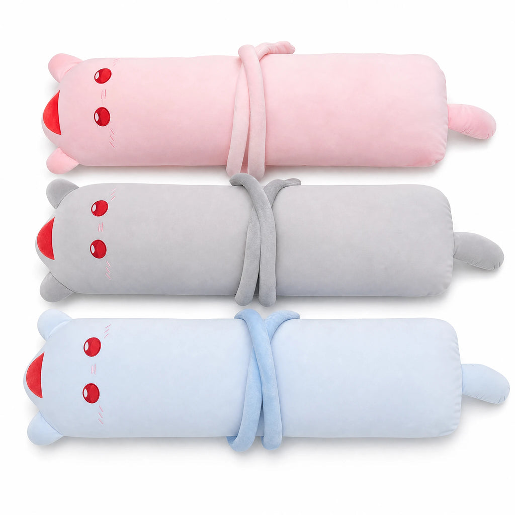 Cat Body Pillow Plush in Loaf Shape with Soft Fabric - Fond blanc