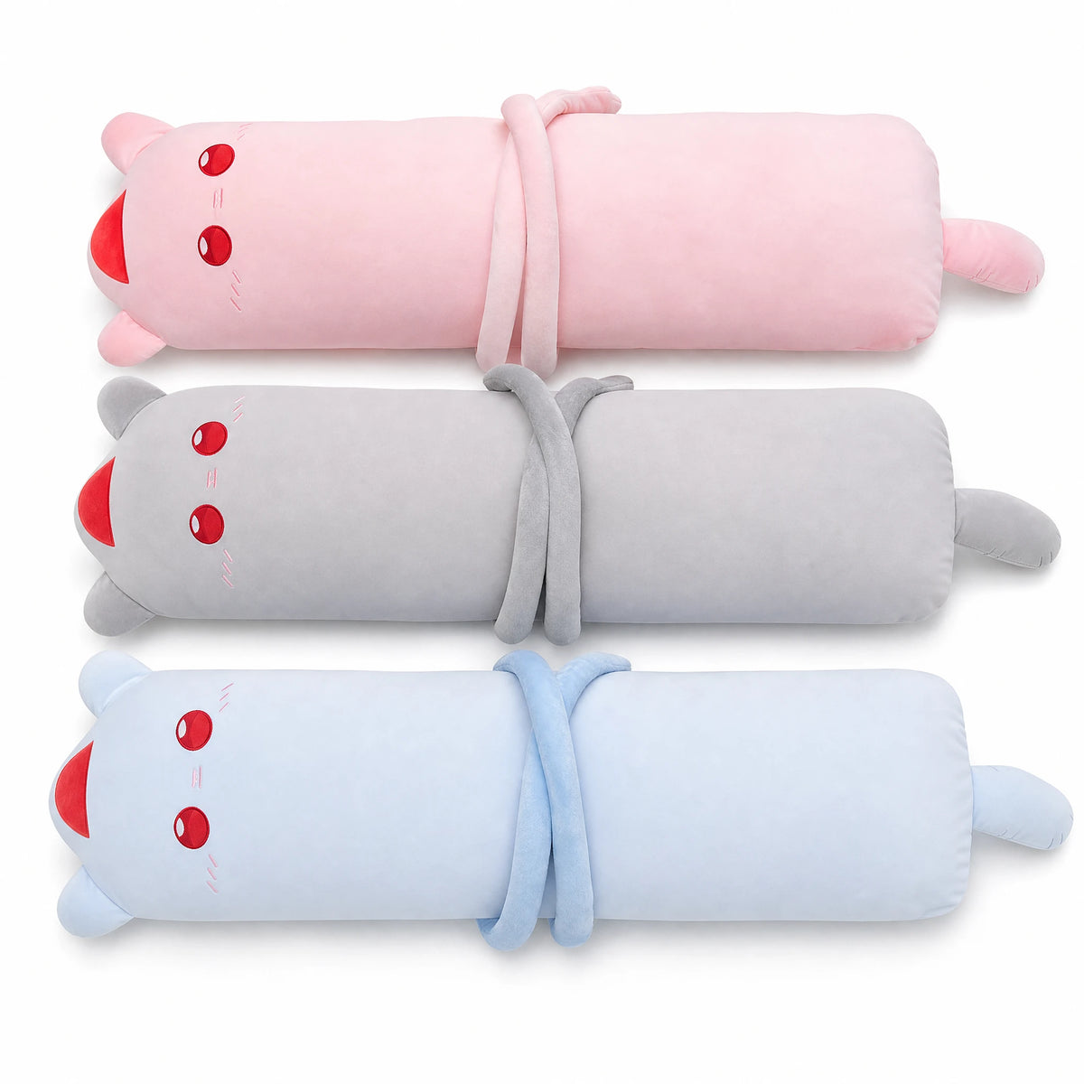 Cat Body Pillow Plush in Loaf Shape with Soft Fabric - Fond blanc