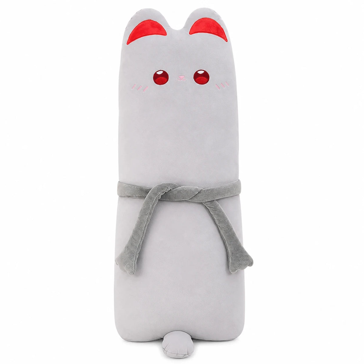 Cat Body Pillow Plush in Loaf Shape with Soft Fabric - Gray