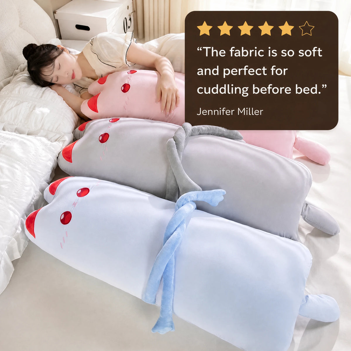 Cat Body Pillow Plush in Loaf Shape with Soft Fabric - Image témoignage