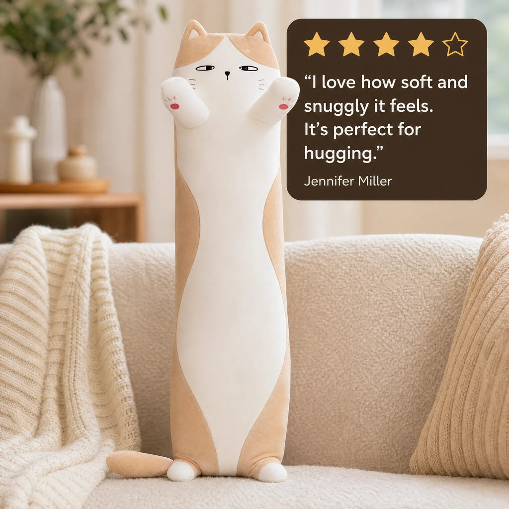 Cat Body Pillow with Long Cuddly Hugging Design - Image témoignage