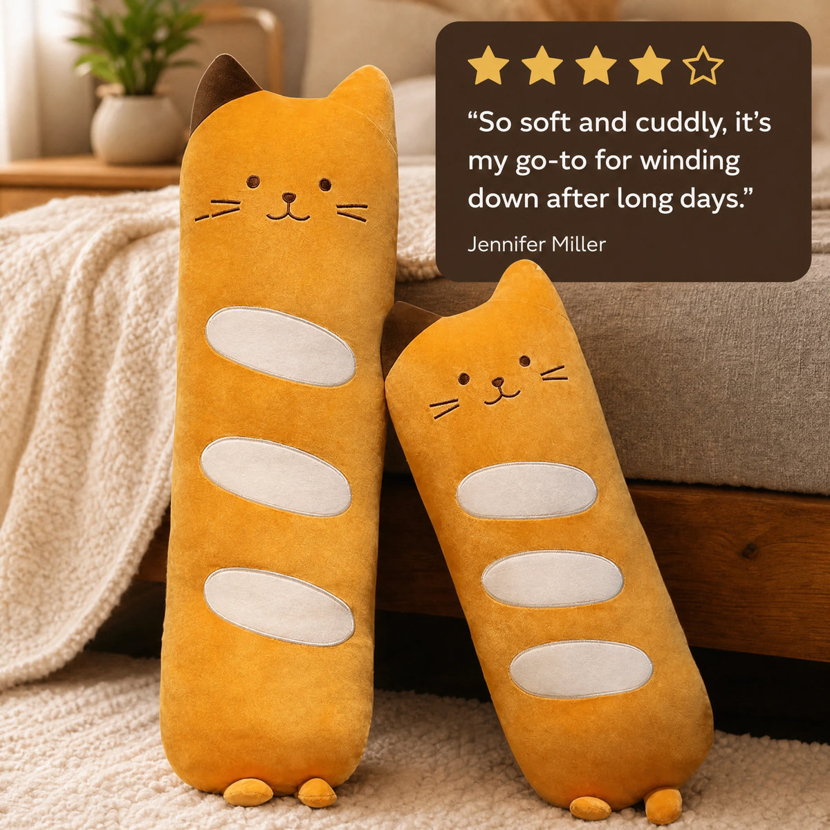 Cat Body Pillow with Playful Orange Tabby Design - Image témoignage